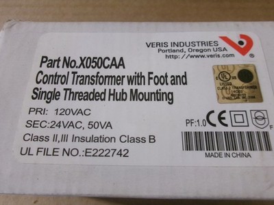 New Veris Industries X050CAA Control Transformer w/ Foot & Single Hub AK