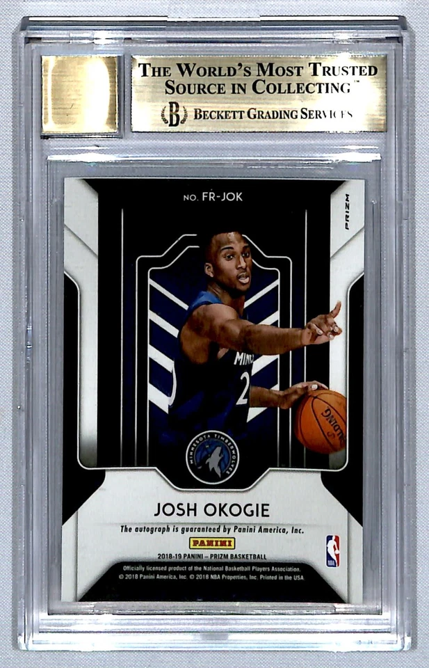 Josh Okogie 2018-19 Panini Prizm Fast Break Rookie Auto #FR-JOK BGS 9.5 - Image 2 of 2