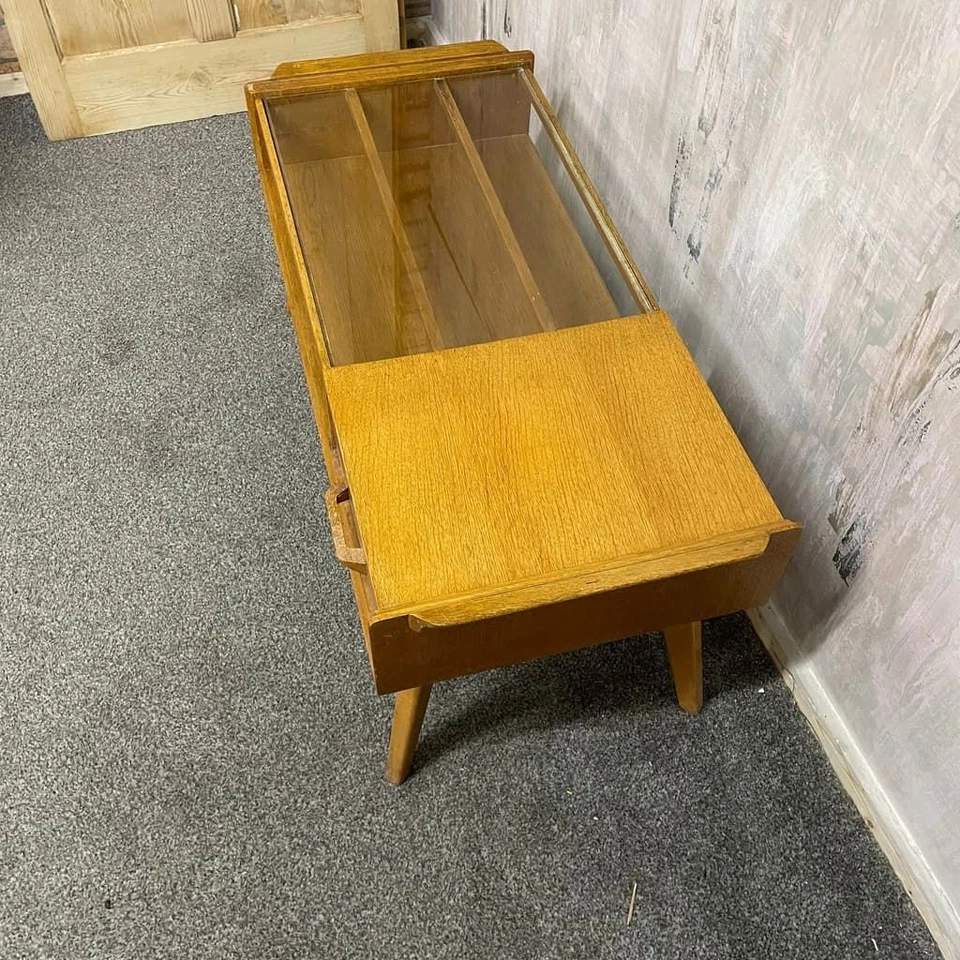 G Plan Mid Century Brandon Coffee Table Telephone Side Table Glass Topped Drawer - Image 3 of 4