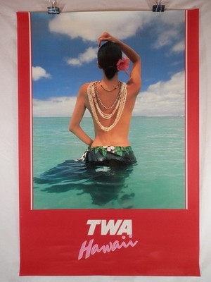 Original 1970 s vintage Trans World Airlines (TWA) Hawaii travel poster 