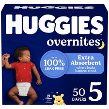 Huggies Overnites Diapers Size 5 27 lbs - 50 Count, Overnight Protection