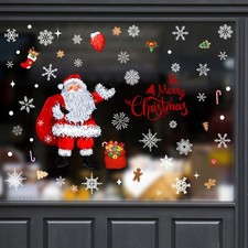 Santa Claus Snowflake Present Sticker Window Glass Christmas Wall Sticker Decor
