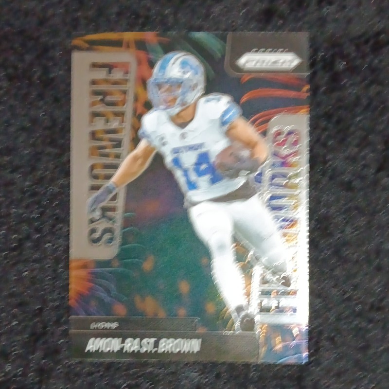 Panini 2025 Prizm Amon-Ra St. Brown Detroit Lions Fireworks Insert #16 CGC
