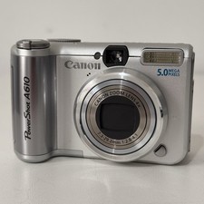 Canon PowerShot A610 Digital Camera Flip Screen 5.0MP Silver TESTED great