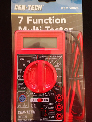 CEN-TECH - 7 Function Digital Multi-Tester - Item 98025 - Multimeter with Leads