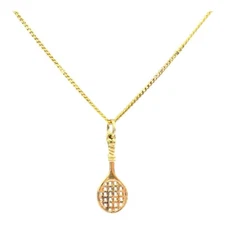 9ct 9K Yellow Gold Tennis Racquet Charm Pendant 0.68 Grams. Brand New