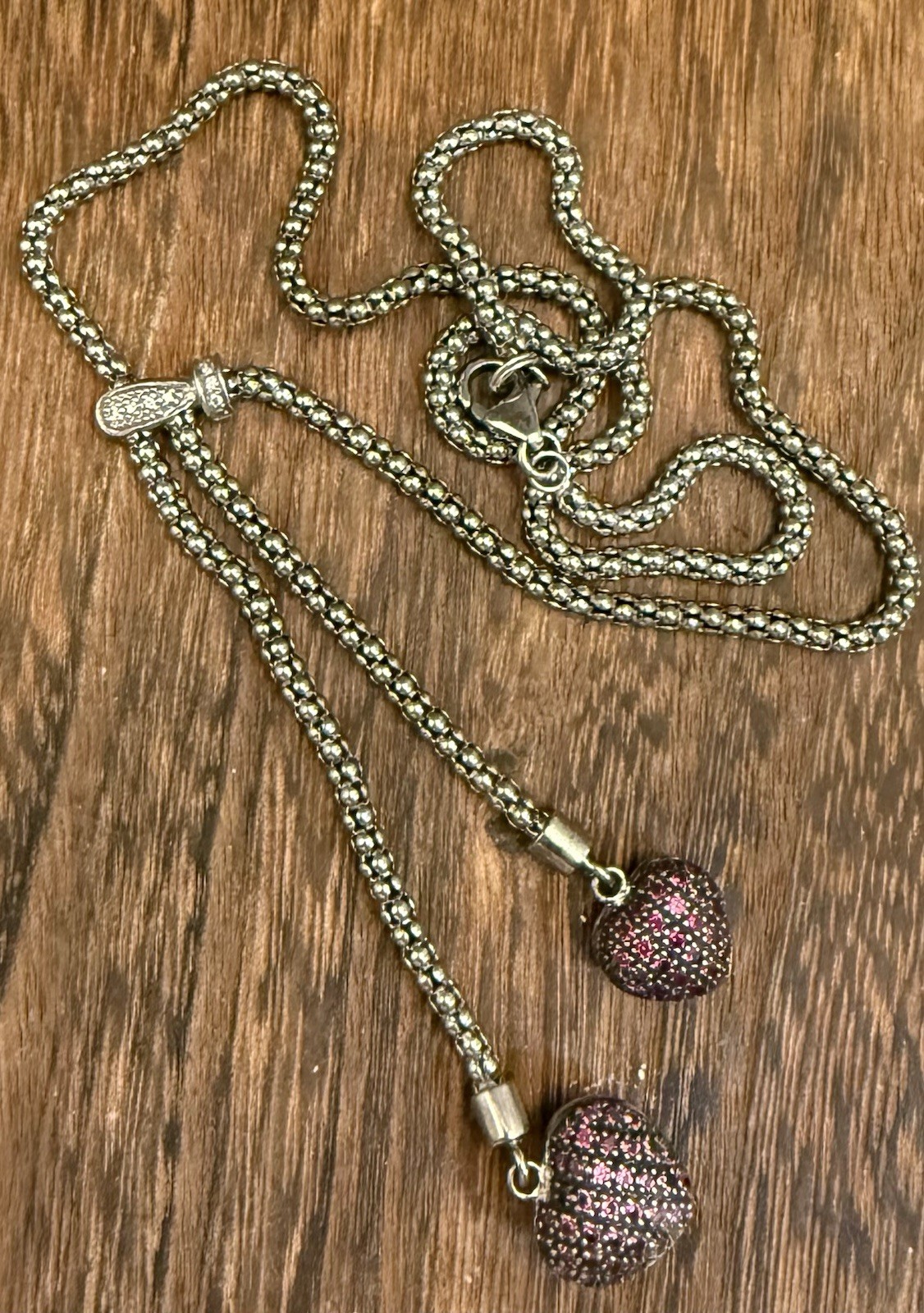 Double Heart Necklace Lab Created Ruby Diamond Ta… - image 2