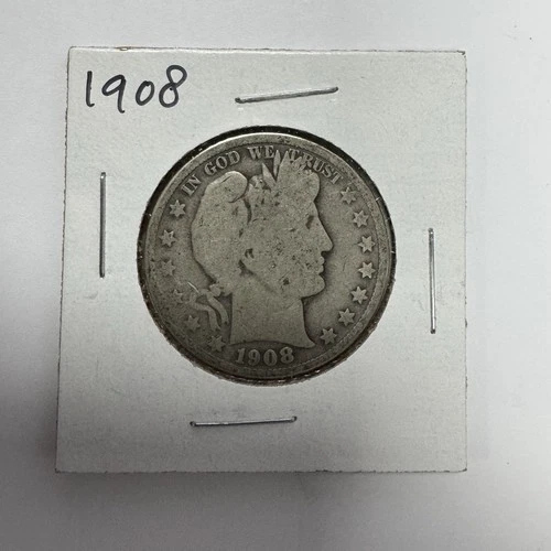 1908 Barber Half Dollar 50c 90% Silver US Coin