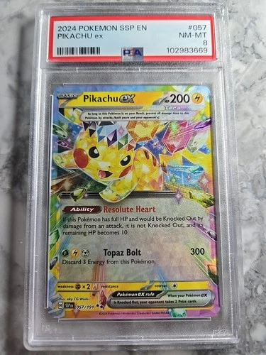 2024 POKEMON SSP EN-SURGING SPARKS #057 PIKACHU EX PSA 8