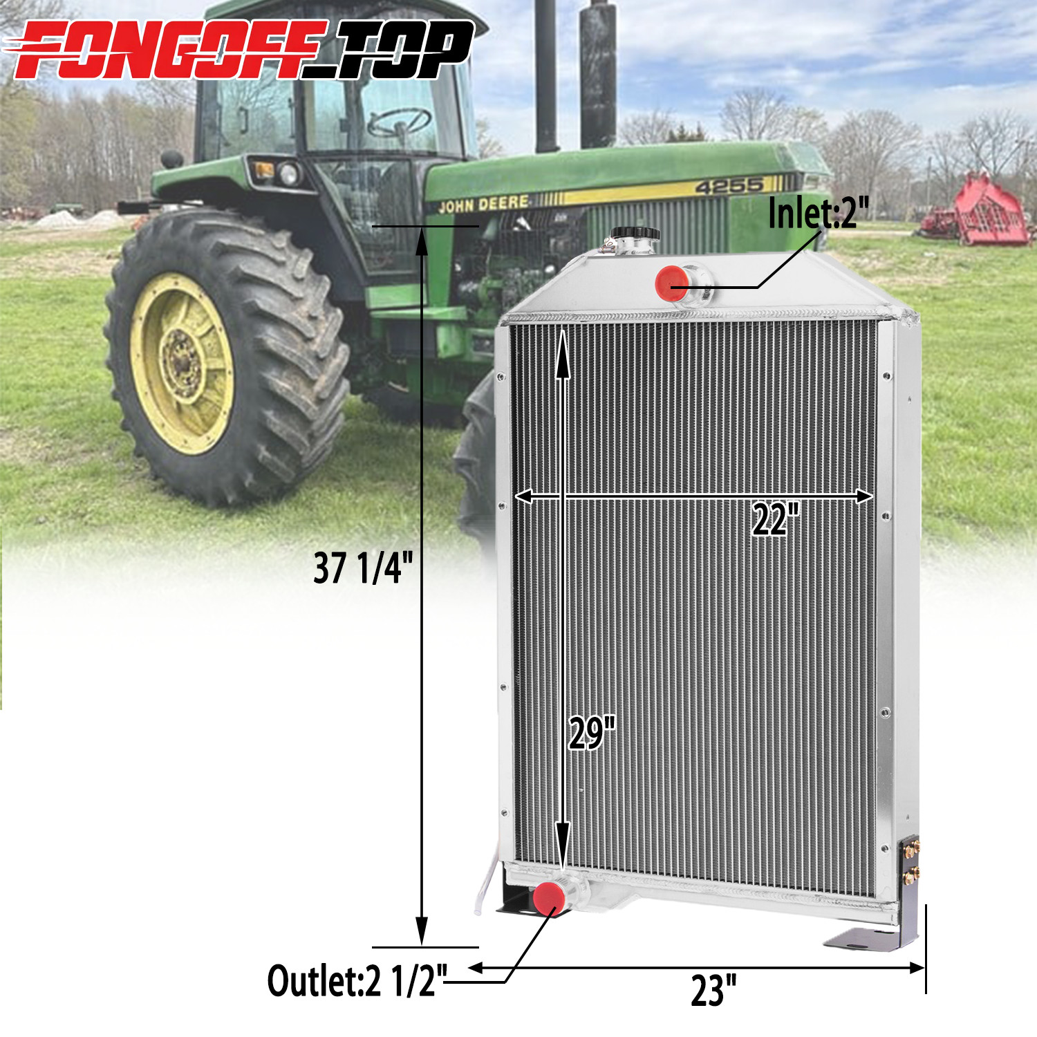 3 Row Radiator For John Deere 4050 4055 4250 4255 4450 4455 # RE38664 RE21893