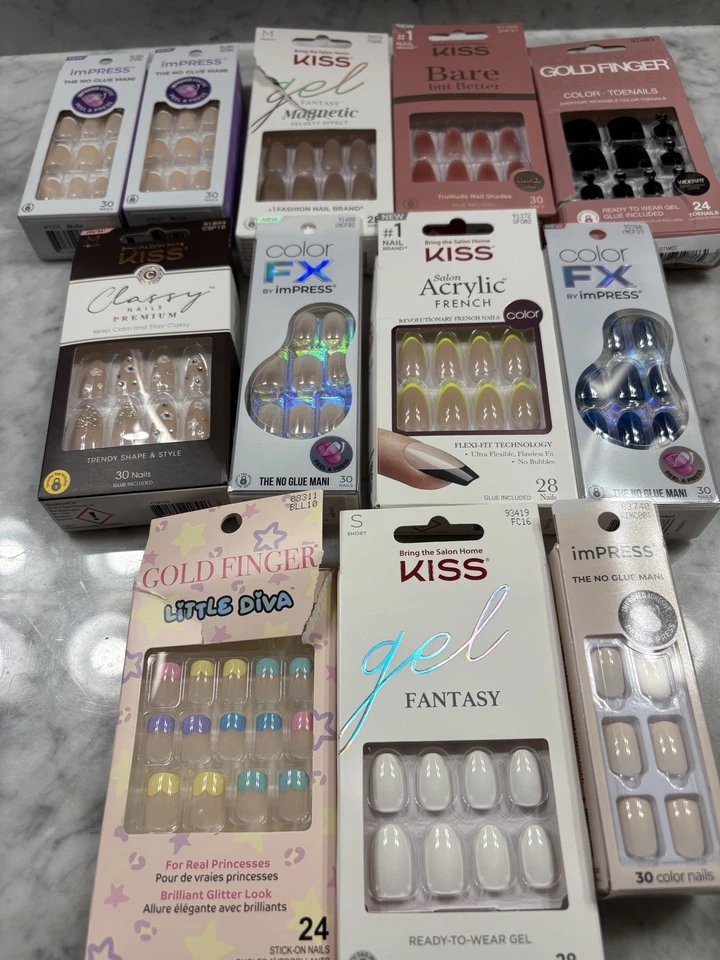 混合 12 件 KISS、FX、Impress、Bare Press On/Gel 美甲品种系列 — 第 4/4 张图片
