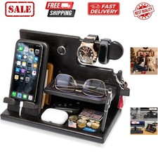 Wood Phone Docking Station for Men - Desk or Nightstand Organizer - Birthday ...
