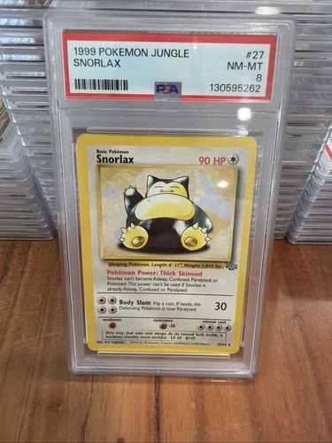 1999 Pokemon Jungle 1st Edition Snorlax Card #27 PSA 8