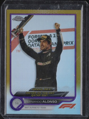 2022 FORMEL 1 DRIVER OF THE DAY GOLD RACING #191 FERNANDO ALONSO CHROME - Bild 1 von 2