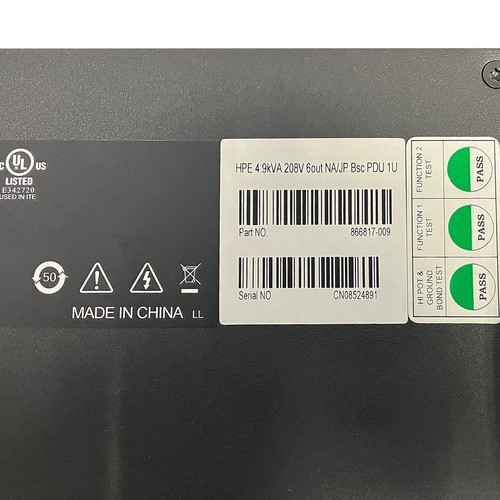 HPe P9Q39A 4.9KVA G2 Basic PDU L6-30P Input 6 x C19 Output 868594-001 - Picture 3 of 3