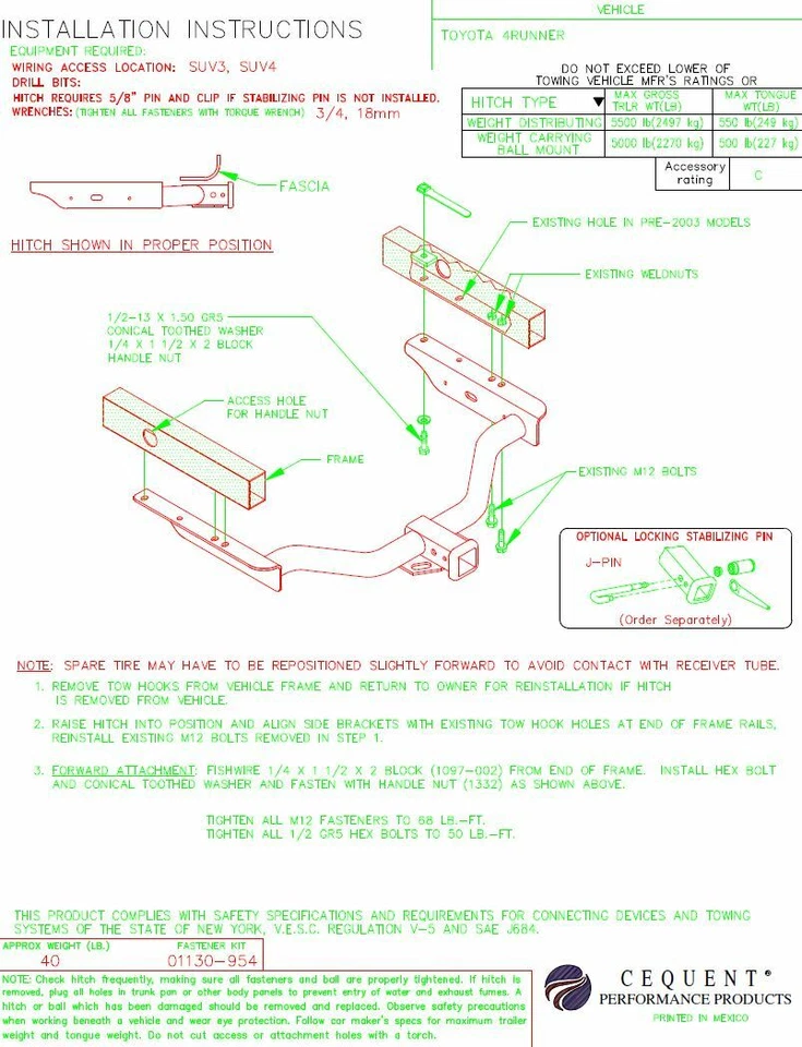 Enganche de remolque para 96-02 Toyota 4Runner todos los estilos 2" receptor de remolque clase 3 Foto 4 de 4