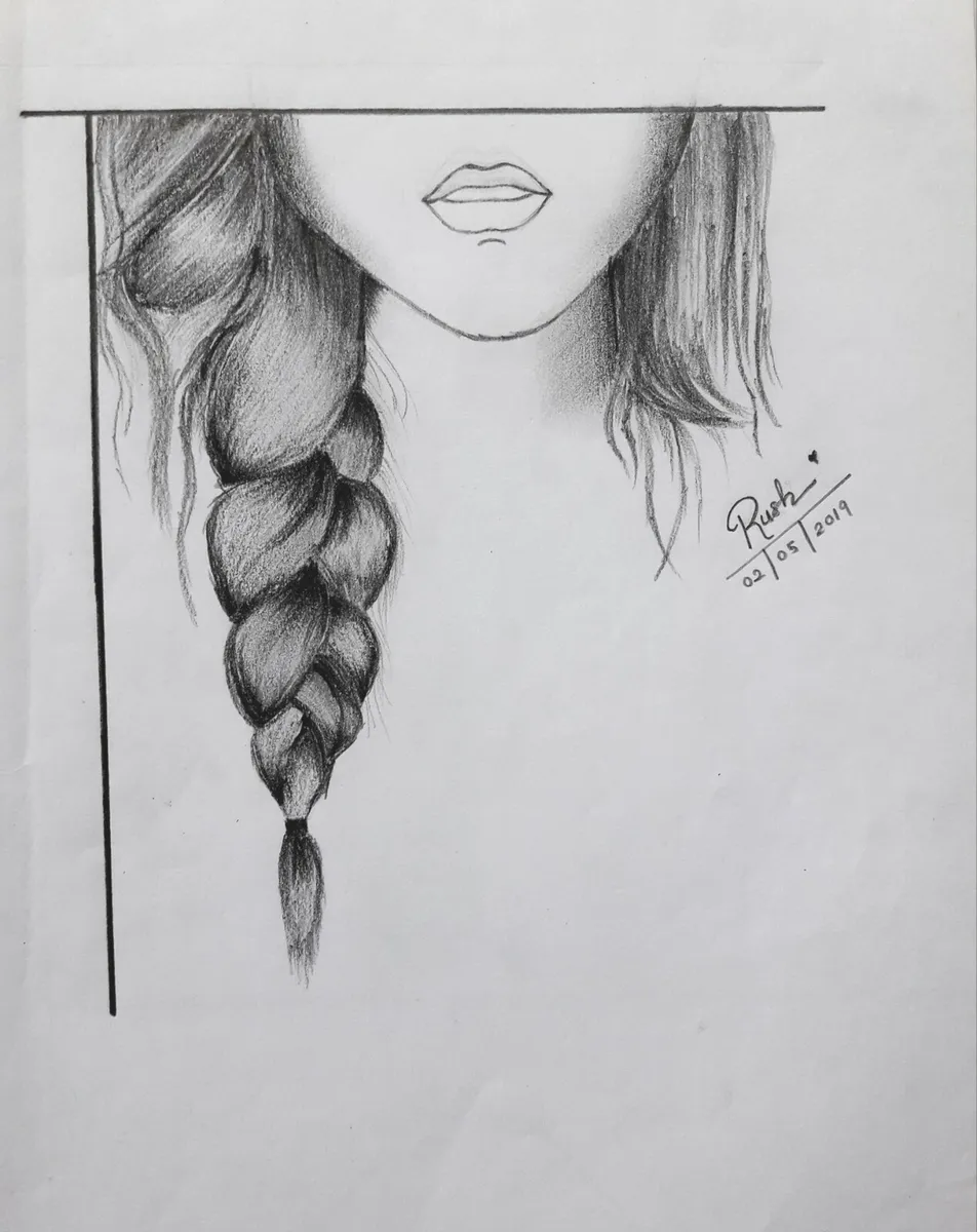 Pencil Sketch of Beautiful Girl Face | DesiPainters.com-saigonsouth.com.vn