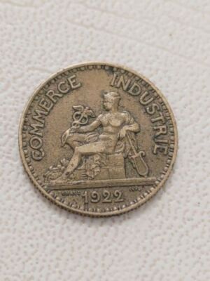 1922 FRANCE 50 Centimes bon pour French free UK post 2 g 18mm Kayihan coins T95