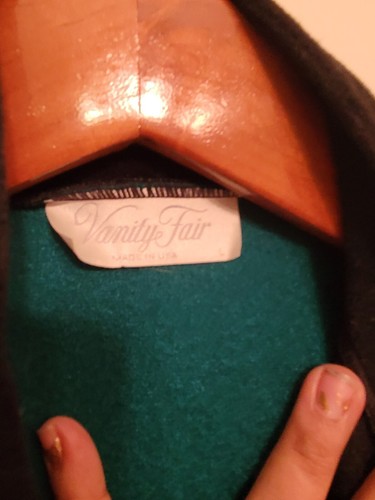 Vintage Vanity Fair Teal Fleece Zip Long Sleeve Robe Pockets - Picture 8 of 11