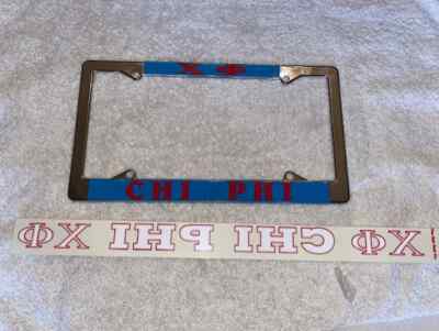 Chi Phi Chrome License Plate Frame + Window Sticker, Made in USA