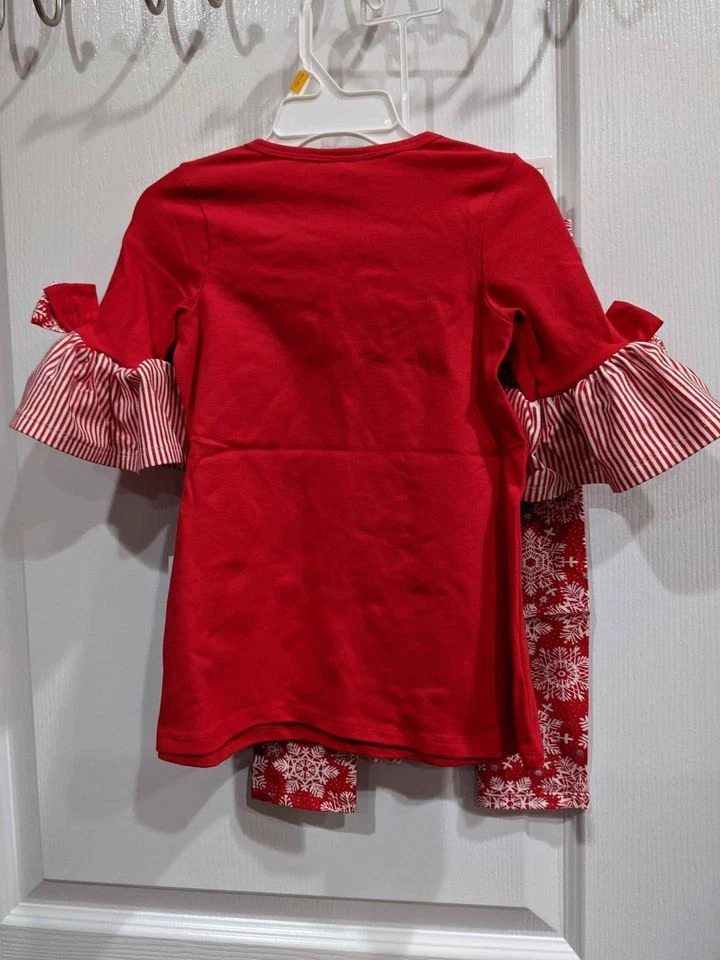 Bonnie Jean Bebé Niñas Navidad Vacaciones Reno Rojo Vestido Polka Legging Set Foto 3 de 4