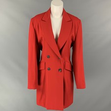 Joseph Size Us 2 Red Wool Peak Lapel Double Breasted Coat