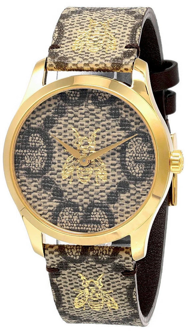 GUCCI G Timeless 38MM Pattern Dial Yellow G Canvas Unisex Watch