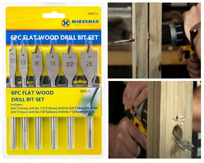 NEU 6-teilig hochwertig flach Holz Spaten Lochschnitt Säge Bohrer Set 10 bis 25 mm Zum Selbermachen
