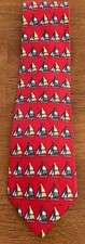 Brooks Brothers Men's Red Sailboat Silk Neck Tie   Made In USA