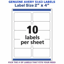 Avery TrueBlock Laser Shipping Labels 2" x 4" (5163) PICK YOUR OWN # OF LABEL