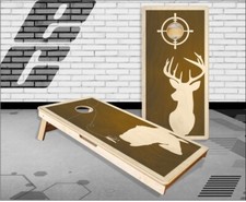 Bass Buck Stained Wood Cornhole Boards Bean Bag Toss Game