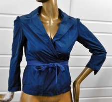 Lanvin Paris Navy Blue Polyester Belted Windbreaker Jacket Sz 34