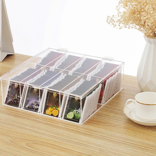 Boîte à Sachets De Thé Acrylique 5 Compartiments - Organisateur Transparent YTBH-002