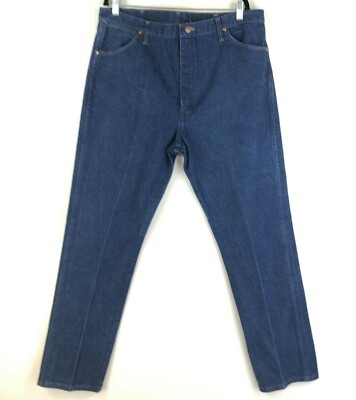 Wrangler Jeans Mens Size 40X34 Blue Skinny 100% Cotton Denim