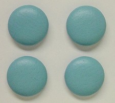 4 MADE IN USA 21mm TURQUOISE BLUE GENUINE LEATHER JACKET BUTTONS, METAL LOOP