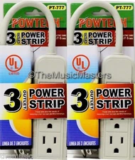 (2) AC 3 Outlet Mini Power Strip Grounded Home Wall Plug 8 inch Cord 1625 Watts