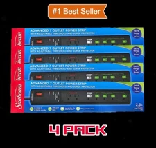 Sunbeam Advanced 7 Outlet Power Strip with Surge Protector 4 PACK *BRAND NEW!*