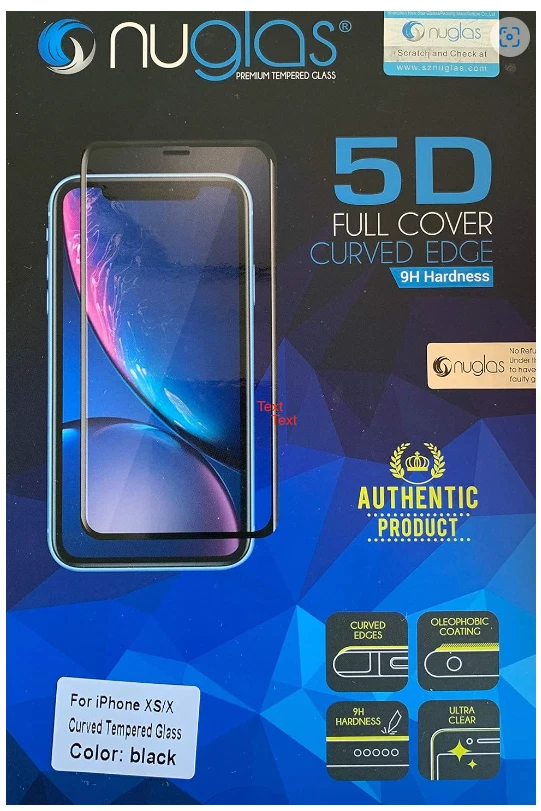 5D Japan Asahi Tempered Glass Protector iPhone X/XS Full Screen Curved Edge 2PCs - Image 3 of 4
