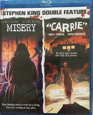 Stephen King Double Feature: Misery/Carrie Blu-Ray ( New) FREE SHIPPING