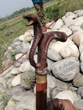 Antique Design With Brass Designer Snake Handle Wooden Walking Stick Cane Gifts