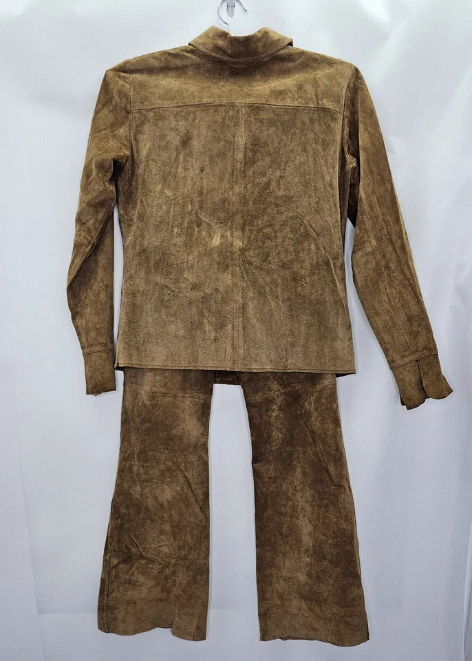 Traje Pantalón Margaret Godfrey Mujer Talla 6P Marrón Gamuza Cuero 2 Piezas Foto 2 de 4