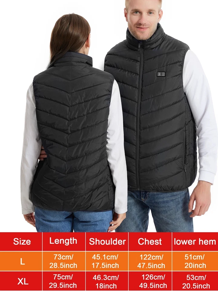 9 Zones Heated Vest Electric USB Jacket Winter Warm Men Women Body Heating Coat - Image 3 of 4