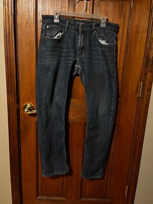 MENS SLIM STRAIGHT DARK DENIM JEANS SZ 32x30 mb studios