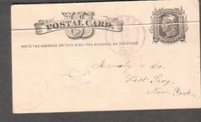 1881 postal card DP Smith DPO Balbec Indiana red cancel/church bell heard 5 mile