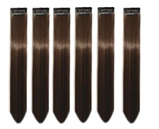 Hair Streak Colored Extension Highlighter Set Of 6pc Medium Brown Best Qulity