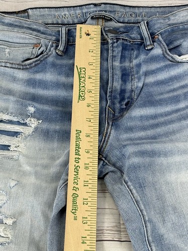 American Eagle Herrenjeans 32x34 blau Airflex 360 schmal Distressed Thrashed Denim - Bild 8 von 17