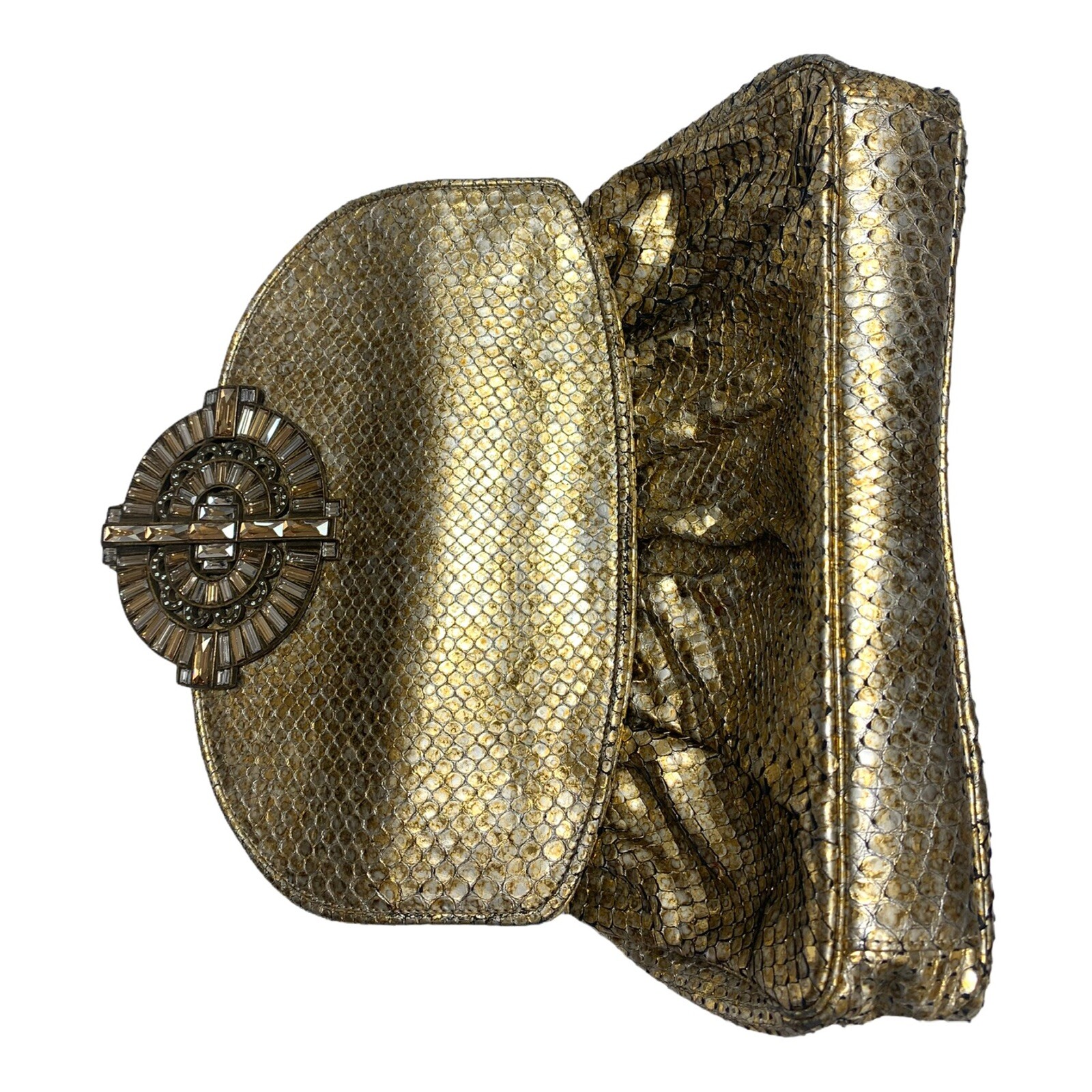 JUDITH LEIBER METALLIC PYTHON BAGUETTE CRYSTAL EM… - image 4