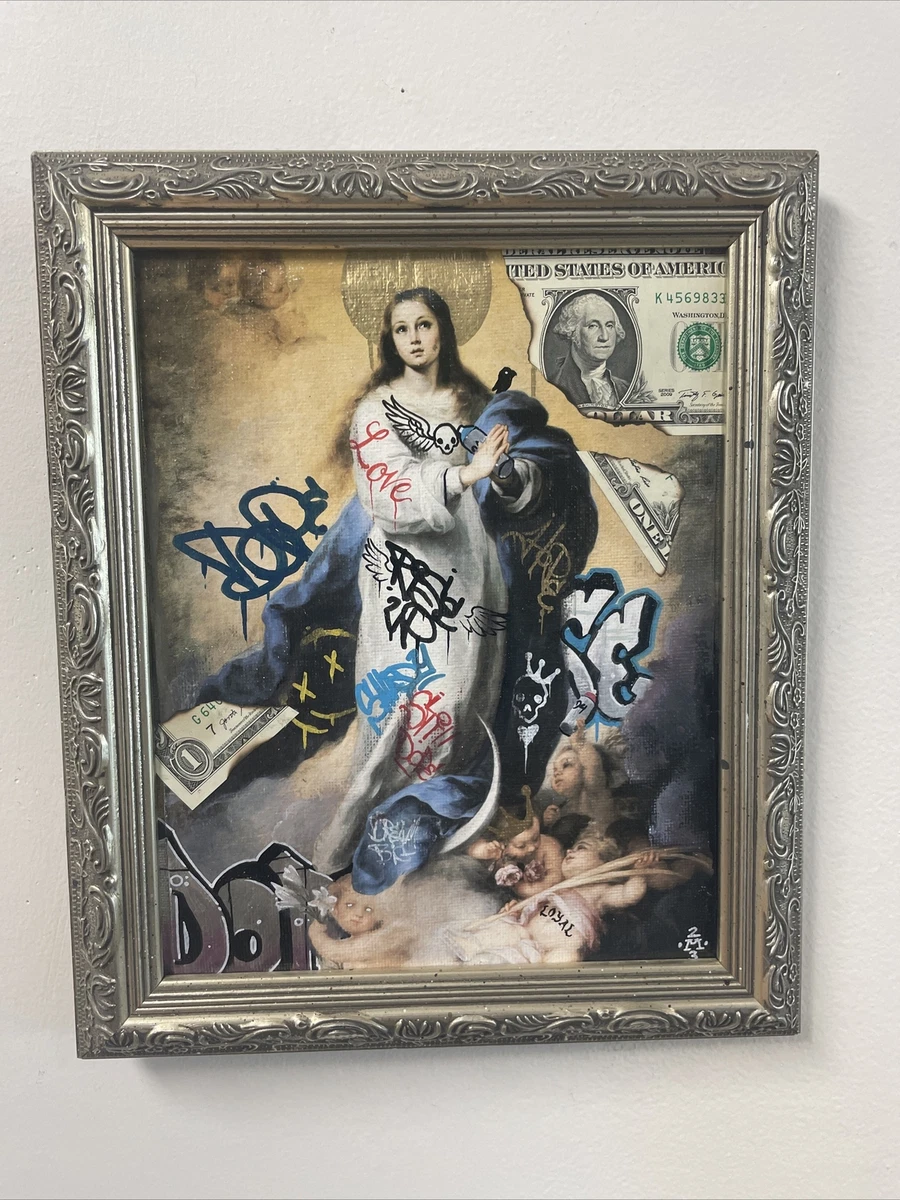 Virgin Mary burning money Graffiti Painting Street Art Tattoo Art money art