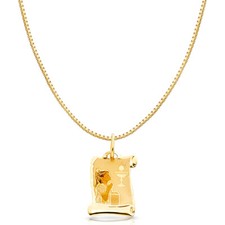 14K Yellow Gold Communion Religious Girl Charm Pendant 0.8mm Box Chain Necklace