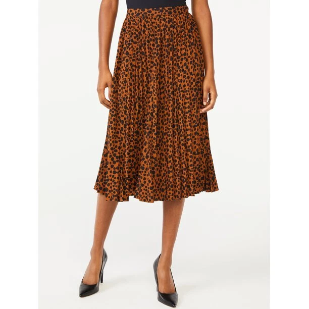 Cow print top pleated skirt
